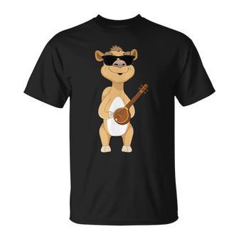 Camel Wearing Sunglasses Playing Sitar Sitarist Tank Top T-Shirt | Mazezy