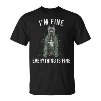 Cane Corso Christmas I'm Fine Everything Is Fine T-Shirt | Mazezy