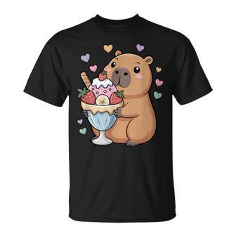 Capybara Cartoon Mit Eisbecher Wasserschwein T-Shirt - Geschenkecke