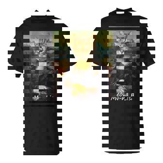 Cat Art Parody Meow-Na Lisa Mona-Lisa Vintage Painting T-Shirt | Mazezy