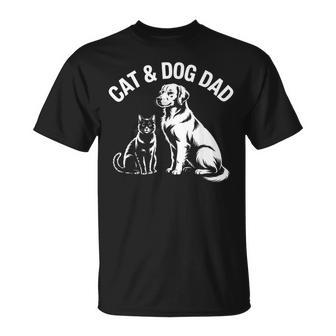 Cat And Dog Dad Fur Baby Father Uomo Nero Maglietta - Novitaregali