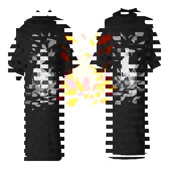 Cat Fall Leaf Tree Hello Autumn Thanksgiving T-Shirt | Mazezy