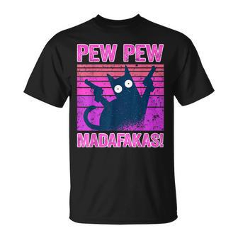 Cat Pew Pew Madafakas Katze Rosa Pink Lustiges Kater Katzen T-Shirt - Geschenkecke