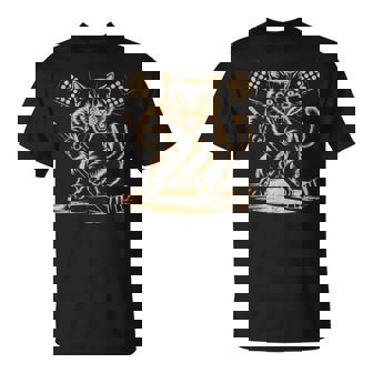 Cat Playing Ice Hockey Sports Tank Top T-Shirt | Mazezy