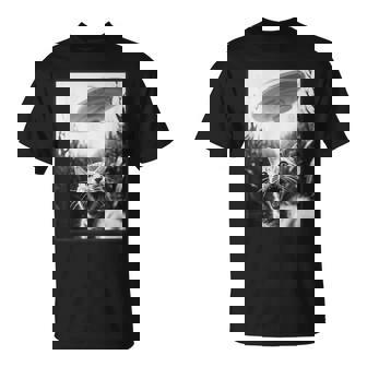 Cat Selfie With Alien UFO In a Cornfield Retro T-Shirt | Mazezy