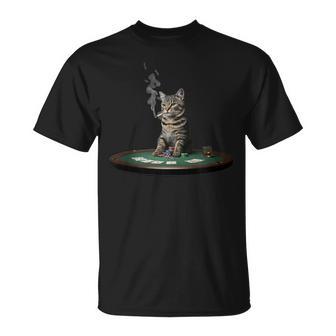 Cat Smoking Cigarette Poker Cat Meme Tank Top T-Shirt | Mazezy