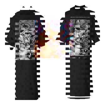 Cat Trippy Selfie Weirdcore Nerd Photography For Men Women T-Shirt | Mazezy