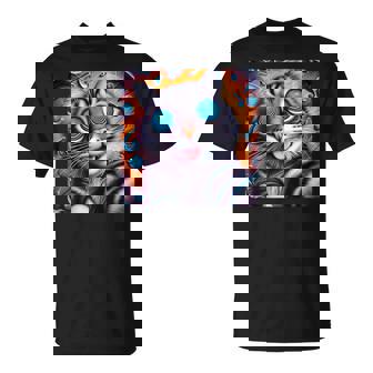 Cat Trippy Selfie Weirdcore Nerd Photography Men Women T-Shirt | Mazezy