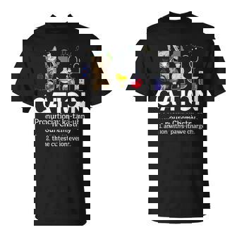 Cation Chemistry Humor Science Teacher Cat Pun T-Shirt | Mazezy