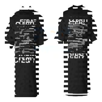 Celebrate Diversity Graphic Guns Second Amendment Tee T-Shirt | Mazezy