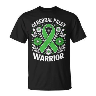 Cerebral Palsy Warrior Floral Cp Awareness Ribbon Fighter T-Shirt - Seseable