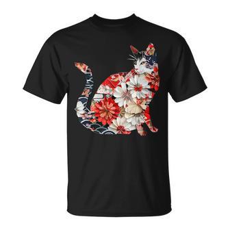 Chat Origami Chats Fleurs De Cerisier Japonais Japon T-Shirt - Cadeauxyz