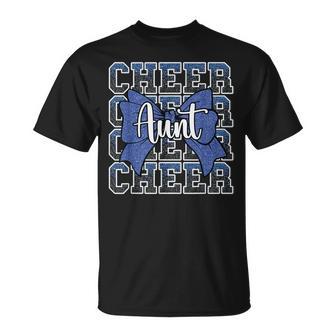 Cheer Aunt Auntie Bow Sport Cheerleader Cheerleading Blue T-Shirt - Thegiftio UK