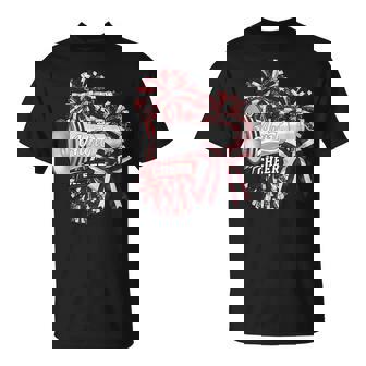 Cheer Aunt Auntie Bow Sport Cheerleader Cheerleading Maroon T-Shirt | Mazezy