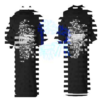 Cheer Dad Daddy Bow Sport Cheerleader Cheerleading Blue T-Shirt | Mazezy