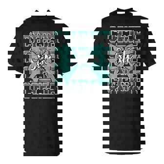 Cheer Sister Bow Sport Cheerleader Cheerleading Teal Blue T-Shirt - Thegiftio