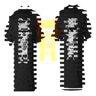 Cheetah Wearing Sunglasses Playing Sitar Sitarist Tank Top T-Shirt | Mazezy