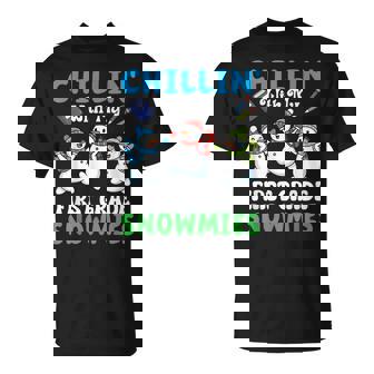 Chillin With My First Grade Snowmies Winter Snowman Crew T-Shirt | Seseable FR