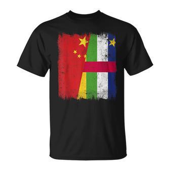 China Central African Republic Half Flag Chinese CAR Roots T-Shirt | Mazezy