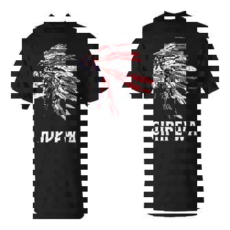 Chippewa ネイティブアメリカン アメリカ国旗 スカルヘッドレス 長袖tシャツ Tシャツ - Kawaiitshirt