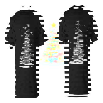 Christmas Book Tree Librarians Books Lover T-Shirt | Mazezy