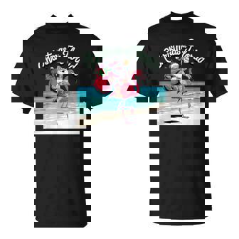 Christmas In Florida Sun Tanning Santa Riding Flamingo T-Shirt | Mazezy