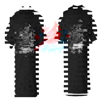 Christmas Northern Cardinal Snowflake Red Bird Xmas Holiday Tank Top T-Shirt | Mazezy