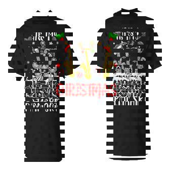 My Christmas Pajama Shirt Three Santa Saxophones Instrument T-Shirt | Mazezy