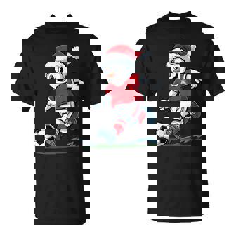 Christmas Snowman Playing Soccer Player Toddler Kids T-Shirt | Mazezy