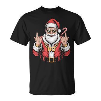 Christmas Vintage Santa Ho Ho Chain Retro Xmas Rebel Santa T-Shirt | Mazezy