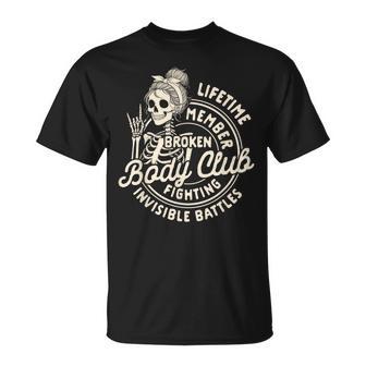 Chronic Illness Spoonie Lifetime Member Broken Body Club T-Shirt | Mazezy