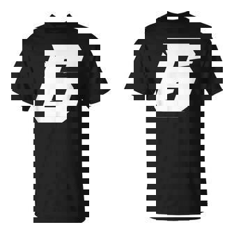 Classic Number 6 Varsity Tee Clean Sport For Game Day T-Shirt | Mazezy