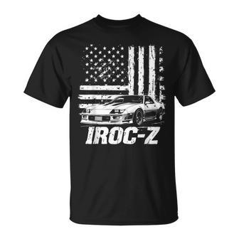Classic Old School Usa Flag Iroc Z Muscle Car Silhouette T-Shirt - Thegiftio UK