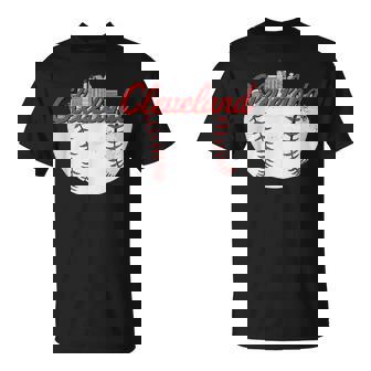 Cleveland Skyline Cityscape Baseball Retro Vintage T-Shirt - Monsterry