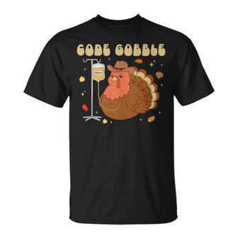 Code Gobble Thanksgiving Nurse RN CNA Medical Turkey Tank Top T-Shirt | Mazezy