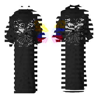 Colombia & Venezuela Mix Butterfly Half Colombian Venezuelan T-Shirt | Mazezy