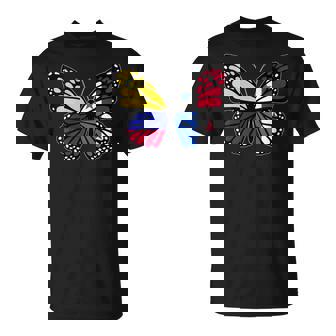 Colombia And Panama Mix Butterfly Half Colombian Panamanian T-Shirt | Mazezy