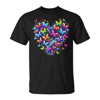 Colorful Butterfly Heart Nature T-Shirt - Thegiftio UK