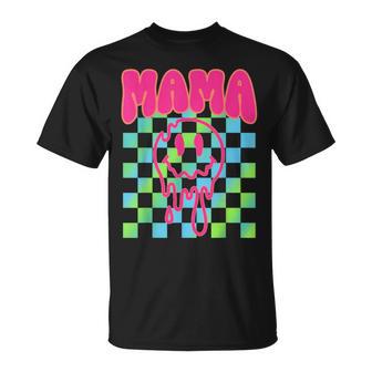 Colorful Rainbow Checkered Mama Face Mom Life Womens T-Shirt | Seseable CA