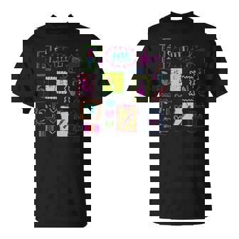 Colorful Stamp Music Teacher Music Note Band Orchestra Piano T-Shirt | Mazezy