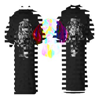 Colorful Weimaraner Face Rainbow Dog Lover Black T-Shirt | Mazezy