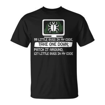 Computer Nerd 99 Little Bugs In My Code Coder T-Shirt | Mazezy