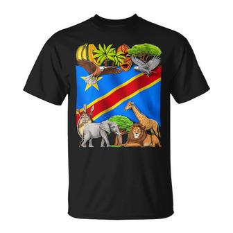 Congo Flag Congolese Roots Congolese Pride Congo Heritage T-Shirt | Mazezy