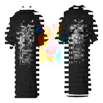 Cool African Woman Afro Color Painted Face Junenth Vibes T-Shirt - Thegiftio