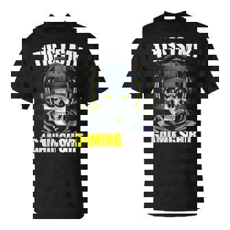 Cool Gamer Skeleton Gaming Video Games -Child Classic Fit Black Gaming T-Shirt - Monsterry