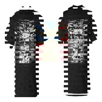 Cool Goat With Sunglasses And Usa Flag T-Shirt - Monsterry