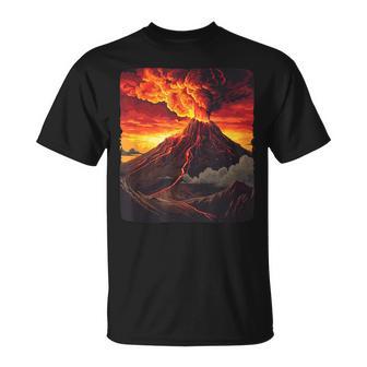 Cool Lava Volcano Flow With Fire And Flames T-Shirt - Thegiftio