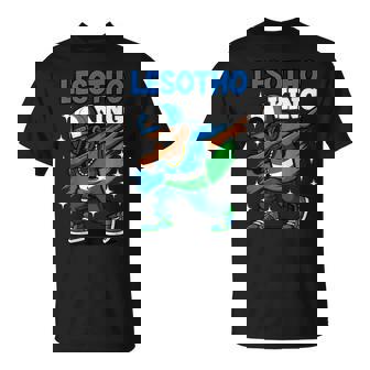 Cool Lesotho Dabbing Boy Flag Colors Streetwear Pride Kids T-Shirt | Mazezy