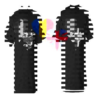 Cool Romania UK Flag a Union Jack For Proud British Romanian T-Shirt | Mazezy