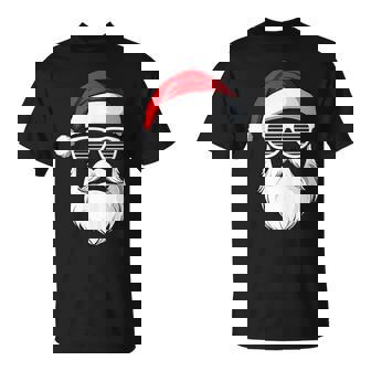 Cool Santa With Christmas Hat Sun Glasses And Full Beard Tank Top T-Shirt | Mazezy